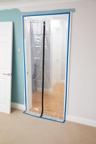 ProDec Tür-Staubschutz mit Reißverschluss, robuste transparente Polyethylenfolie zur Verhinderung von Staubübertragung zwischen Raumbereichen bei Renovierungen, Bauarbeiten und Bauarbeiten ProDec Tür-Staubschutz mit Reißverschluss, robuste transparente Polyethylenfolie zur Verhinderung von Staubübertragung zwischen Raumbereichen bei Renovierungen, Bauarbeiten und Bauarbeiten von ProDec