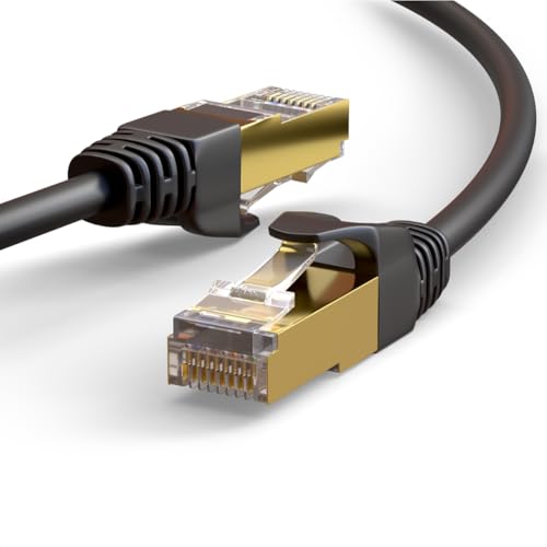 ProFPS Ethernet Kabel Cat 8 – 0.5 Meter – 40Gbps & 2000MHz – S/FTP – RJ45 – 100% Kupfer – Schwarz – Kurzes Netzwerkkabel Für Router, Switch, NAS (3 Meter) von ProFPS