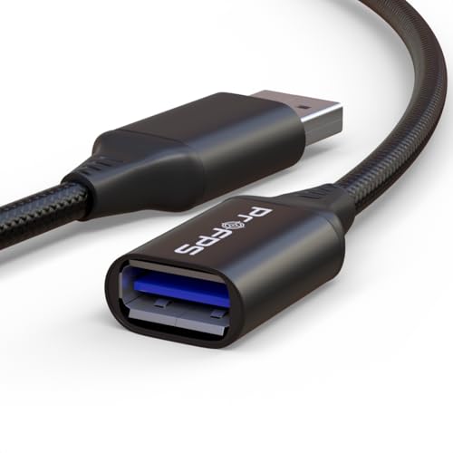 ProFPS USB Verlängerungskabel 3.0 – USB 3.0 Stecker auf Buchse – 5Gbps Schnelle Datenübertragung – Nylon Geflochten – USB Datenkabel – Schwarz (5 Meter) von ProFPS