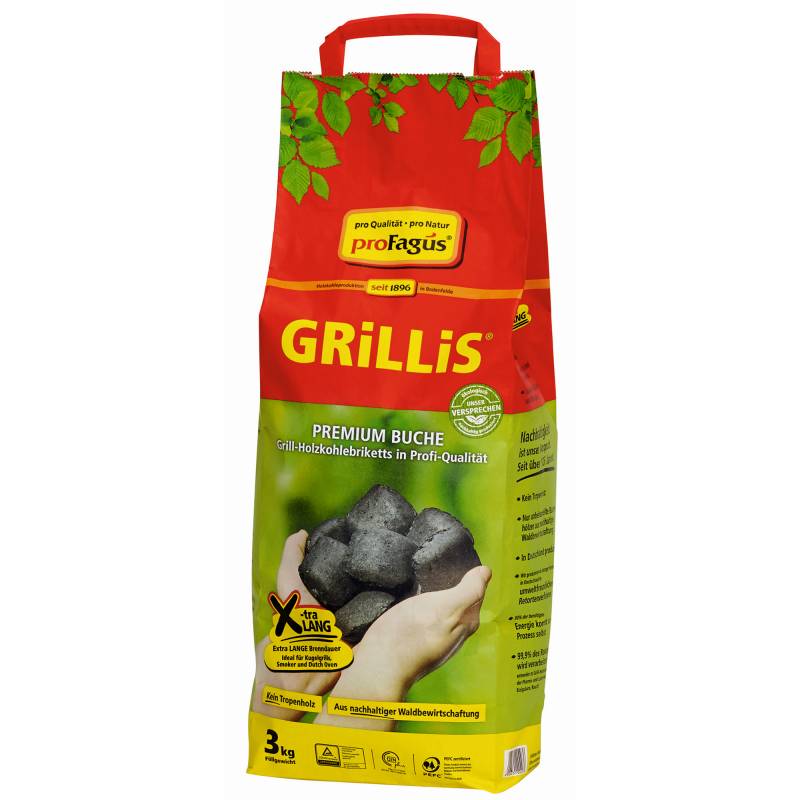 ProFagus Buchen-Grillholzkohlebriketts 'Grillis' 3 kg von ProFagus