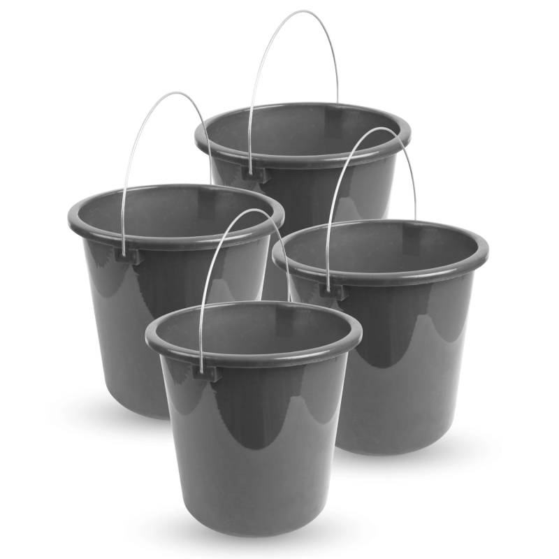 ProHome Eimer Inkl. Metallbügel Anthrazit 10 Liter 4er Pack von ProHome