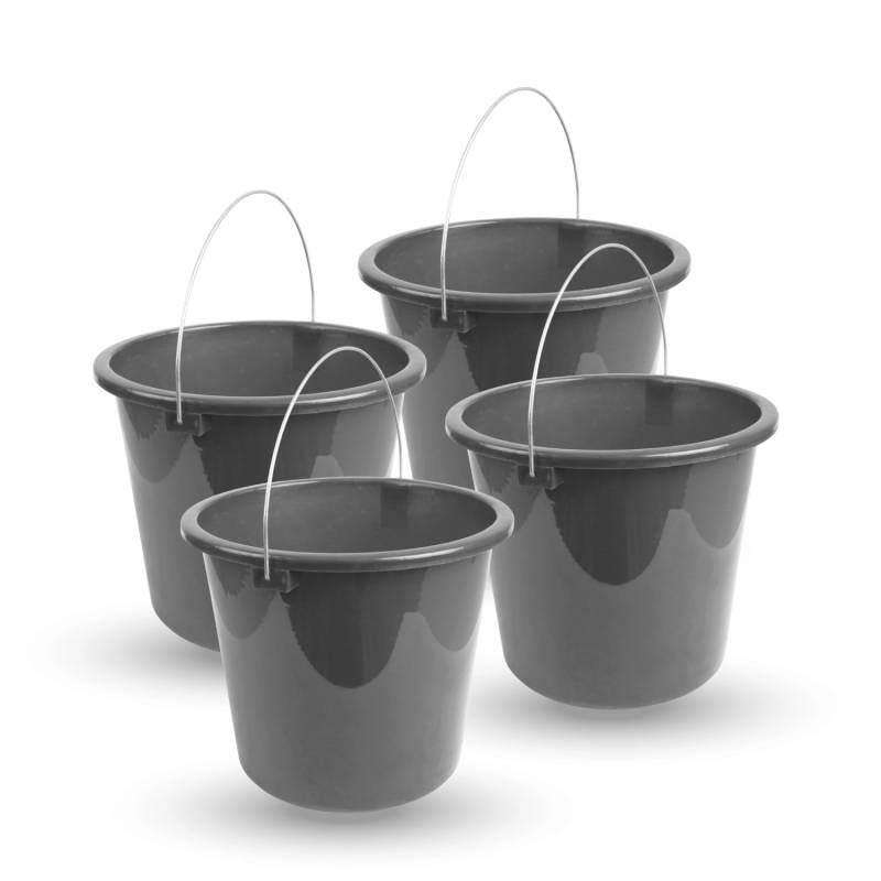 ProHome Eimer Inkl. Metallbügel Anthrazit 5 Liter 4er Pack von ProHome