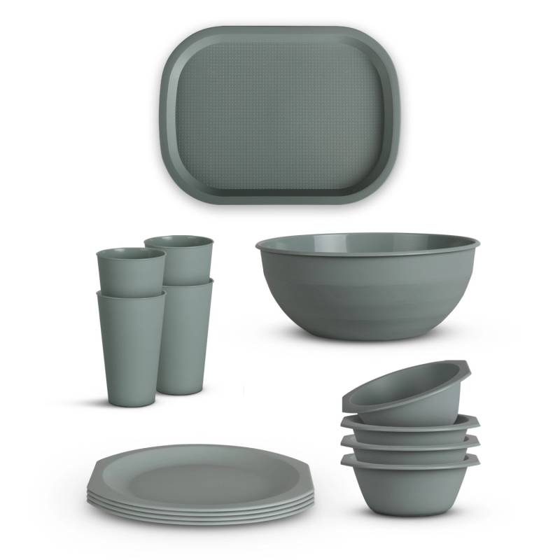 ProHome Kunststoff Geschirr Set BPA Frei Grün 14 Teilig 4 Personen ProHome Kunststoff Geschirr Set BPA Frei Grün 14 Teilig 4 Personen von ProHome