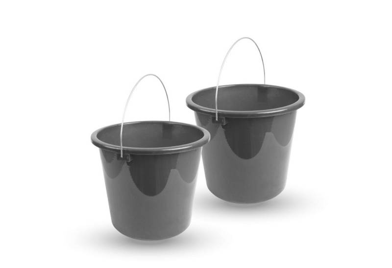 ProHome Putzeimer Kunststoffeimer Metallbügel, (2-tlg., 5 Liter), Eimer stapelbarer Haushaltseimer BPA-frei, Made in EU - Kunstsotff von ProHome