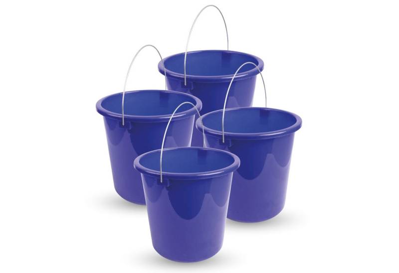 ProHome Putzeimer Kunststoffeimer Metallbügel, (4-tlg., 10 Liter), Eimer stapelbarer Haushaltseimer BPA-frei, Made in EU - Kunstsotff von ProHome