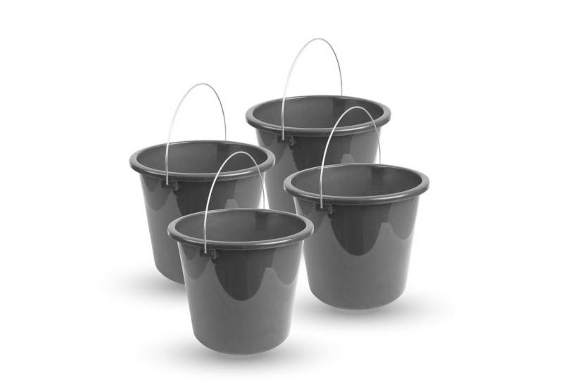 ProHome Putzeimer Kunststoffeimer Metallbügel, (4-tlg., 5 Liter), Eimer stapelbarer Haushaltseimer BPA-frei, Made in EU - Kunstsotff von ProHome