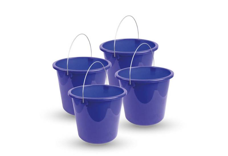 ProHome Putzeimer Kunststoffeimer Metallbügel, (4-tlg., 5 Liter), Eimer stapelbarer Haushaltseimer BPA-frei, Made in EU - Kunstsotff von ProHome