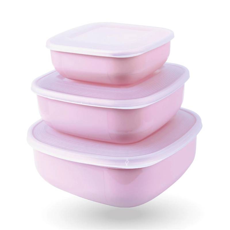 ProHome Vorratsdosen 3er Set Eckig Rosa von ProHome