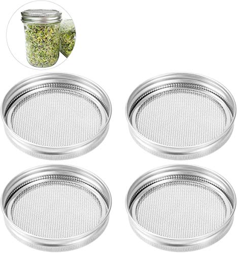 ProLeo 4 Stücke Edelstahl Sprossenglas Deckel Kit für hervorragende Belüftung Weithals Einmachgläser Einmachgläser für die Herstellung ProLeo 4 Stücke Edelstahl Sprossenglas Deckel Kit für hervorragende Belüftung Weithals Einmachgläser Einmachgläser für die Herstellung von ProLeo