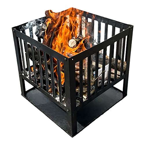 Feuerkorb 40cm Schwarz mit Bodenschutz - Robuste Feuerschale für Garten und Terrasse - Inklusive Schutz für den Untergrund - ProLiving Feuerkorb von ProLiving