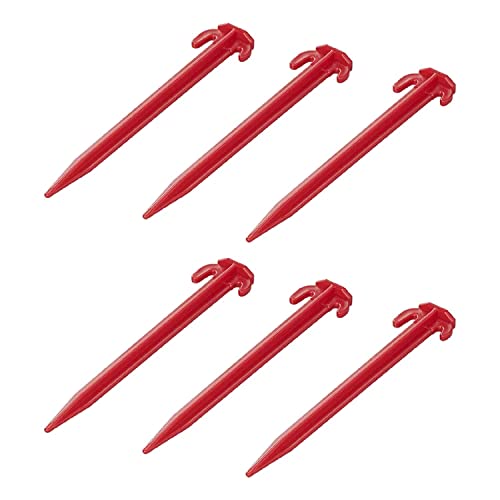 6 Zelt Hering Rasen Kunststoffhering Rot 19cm Zeltnagel Erdnagel Kunststoffnagel von ProPlus