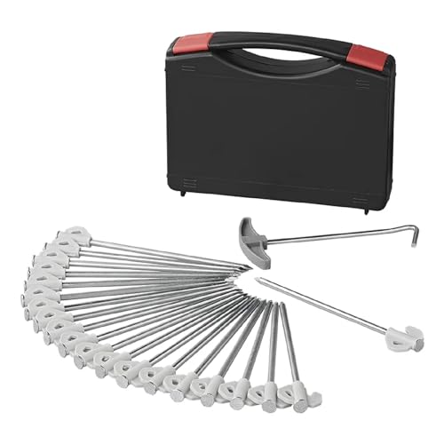 ProPlus Felsbodenhering 20 cm Metal mit Kunststoffhaken - Set von 20 Stück im Koffer von ProPlus