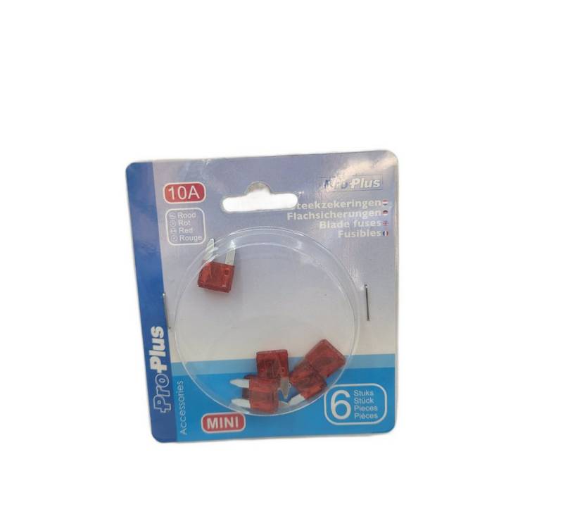 ProPlus Kabelverbinder-Sortiment Flachsicherungen Mini 10A rot 6 Stück im Blister von ProPlus
