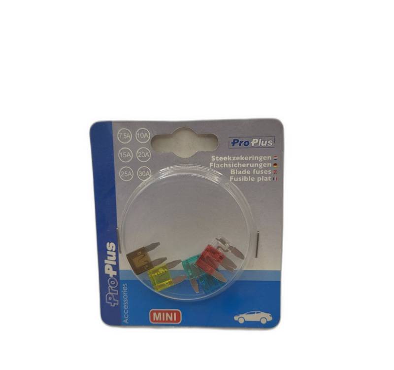 ProPlus Kabelverbinder-Sortiment Flachsicherungen Mini sortiert 6 Stück im Blister von ProPlus