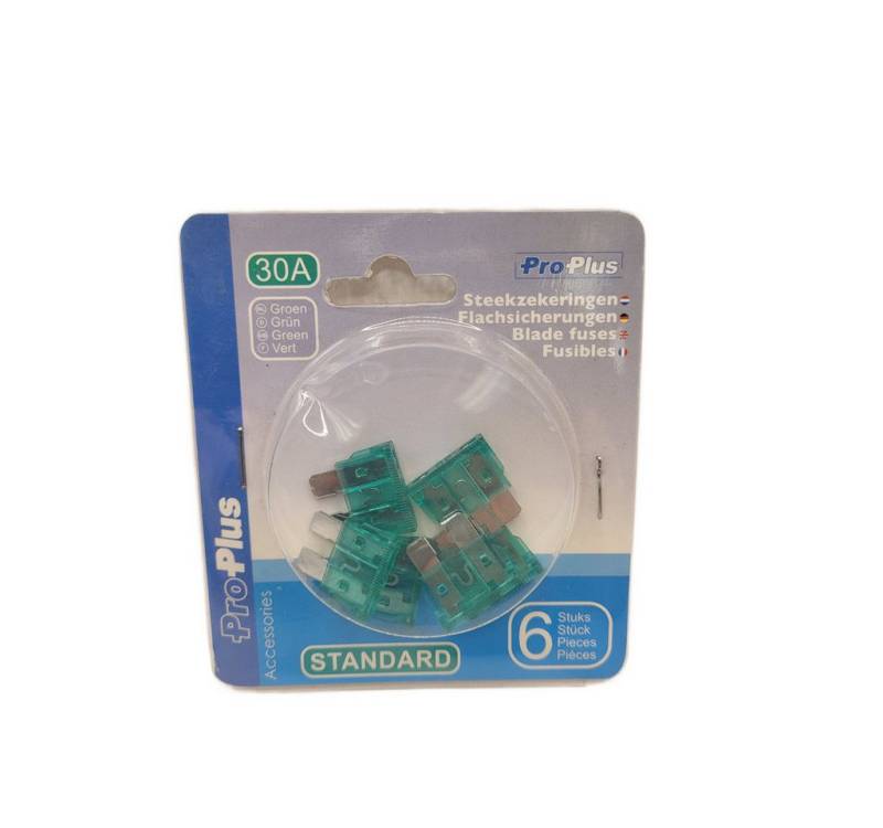 ProPlus Kabelverbinder-Sortiment Flachsicherungen Standard 30A grün 6 Stück im Blister, 6-tlg. ProPlus Kabelverbinder-Sortiment Flachsicherungen Standard 30A grün 6 Stück im Blister, 6-tlg. von ProPlus