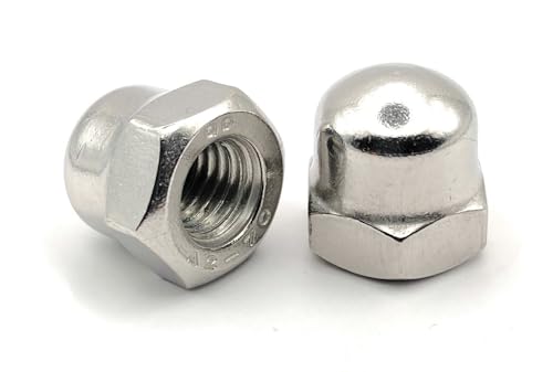 Hutmutter Edelstahl M10 | Sechskantmuttern | Norm DIN 1587 aus Edelstahl A2-070 (V2A/304) | Muttern mit Schutzkappe aus Edelstahl, Schutz für Schrauben, Bolzen, Gewindestangen Ø 10 mm: 50 Stück von ProRaje