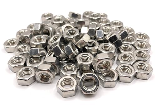 Muttern aus Edelstahl M8 Sechskant, HU aus Edelstahl A2, für Schrauben/Gewindestangen/Bolzen Ø 8 mm | Muttern DIN 934 / ISO 4032 | Schrauben Edelstahl A2/70 (V2A/304): 100 Stück ProRaje von ProRaje