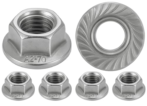 Muttern aus Edelstahl mit Wellenschliff M6 | Muttern Flanschscheibe für Schrauben Ø 6 mm | selbstsichernd Sechskantmutter DIN 6923 / ISO 4161 | Edelstahl A2 (V2A / 304) Sicherungsmutter: 20 Stück von ProRaje