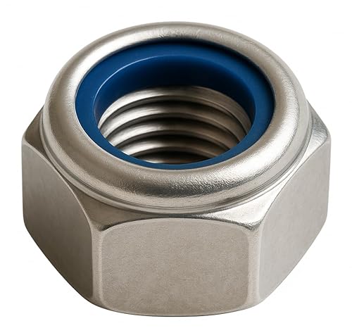 Nylstop-Mutter M24 Edelstahl unverlierbar Ø 24 mm | Bremsmuttern 24 mm selbstsichernd Sechskantmutter selbstsichernd DIN 985 Edelstahl A2-70 (V2A/304) mit Nylonring: 1 Stück. ProRaje von ProRaje