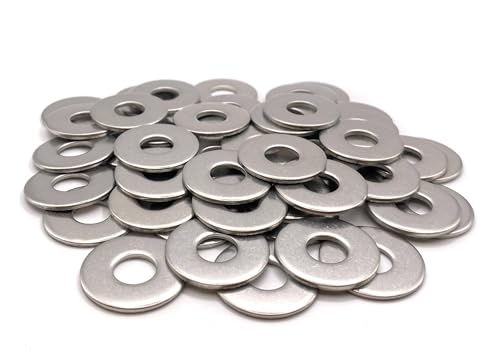 ProRaje Unterlegscheiben aus Metall, M4, Edelstahl, Außendurchmesser 12 mm | Flache Unterlegscheibe breit M4 x 12 mm | Edelstahl A2 (V2A/304) DIN 9021 | Holz/Metall/Muttern/Schrauben/etc: 50 Stück von ProRaje