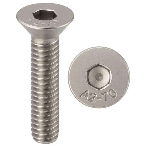 Schrauben Edelstahl M10 x 40 mm Senkkopf BTR Ø 10 x 40 mm | Schrauben M10 x 40 mm FHC Innensechskant (Inbusschlüssel) | Edelstahl A2-70 (V2A/304) | ISO 10642 / DIN 7991: 100 Stück ProRaje von ProRaje