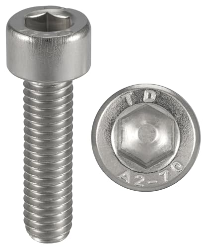 Schrauben Edelstahl M2 x 8 mm Zylinderkopf BTR Ø 2 x 8 mm | Schrauben M2 x 8 mm CHC mit Innensechskant (Inbusschlüssel) | Edelstahl A2-70 (V2A/304) | ISO 4762 / DIN 912: 100 Stück ProRaje von ProRaje