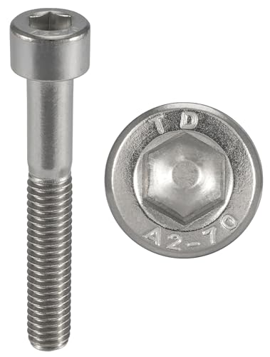 Schrauben Edelstahl M6 x 130 mm Zylinderkopf BTR Ø 6 x 130 mm | CHC Innensechskant (Inbusschlüssel) | Edelstahl A2-70 (V2A/304) | ISO 4762 / DIN 912: 20 Stück ProRaje von ProRaje