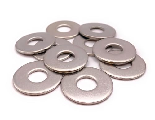 Unterlegscheiben aus Metall, M18, Edelstahl, Außendurchmesser 45 mm | Flache Unterlegscheibe breit M18 x 45 mm | Edelstahl A2 (V2A/304) Norm NFE 25514 L | Holz/Metall/Muttern/Schrauben/etc: 10 Stück von ProRaje
