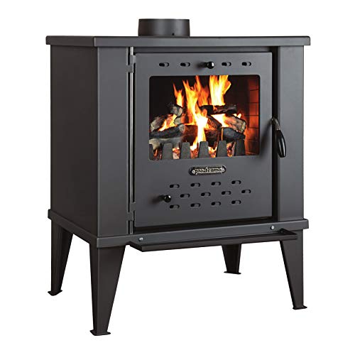 ProTermo Kaminofen Fenix Anthrazit 12,2 kW Heizleistung 62x44x73 cm Holzofen mit Schamottsteinen - Bauart 2 von ProTermo