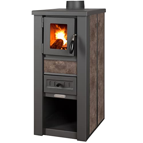 ProTermo Kaminofen Lava Ceramic Mokka - 6,5 kW Heizleistung - 35x44x78 cm Holzofen mit Schamottsteinen mit Sichtfenster Holz Kamin - Bauart 2 von ProTermo