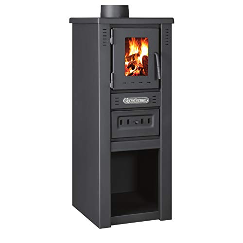 ProTermo Lava Basic Anthrazit Kaminofen mit Schamottsteinen 6,5 kW Heizleistung 33x36x82 cm Holzofen mit Sichtfenster - Bauart 2 von ProTermo