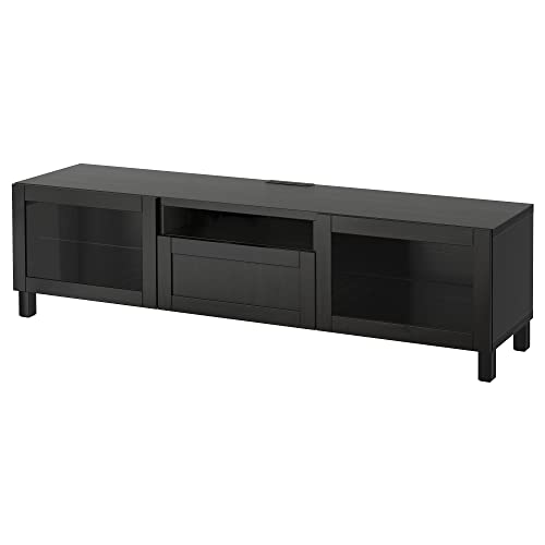 BESTÅ TV-Bank, 180 x 42 x 48 cm, Schwarz-Braun/Hanviken/Stubbarp Schwarz-Braun Klarglas von ProTuning