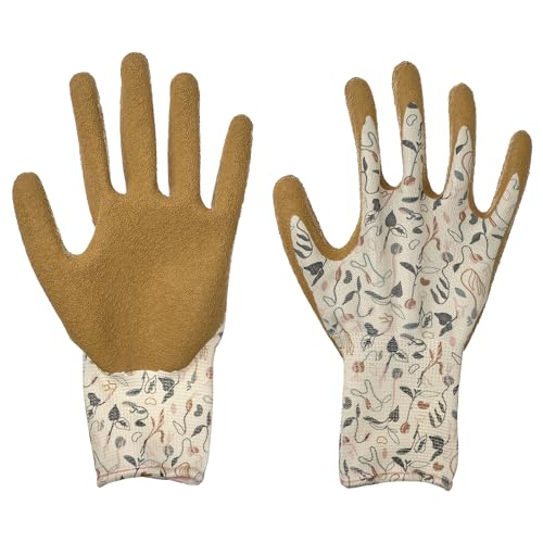 DAKSJUS Gartenhandschuhe M Sprossenmuster Off-White/Gelbbraun von ProTuning