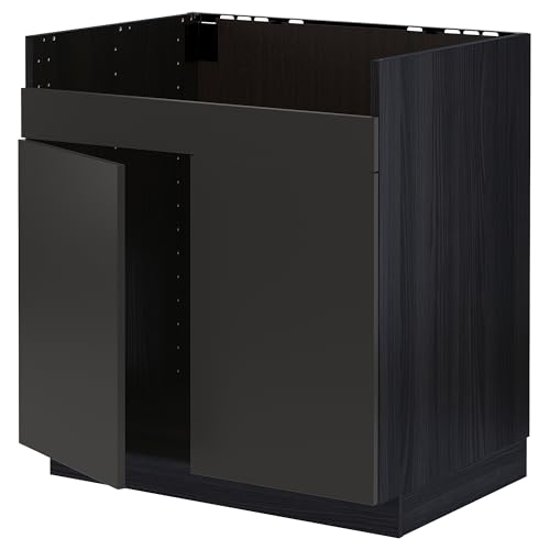 METOD Base cab f HAVSEN Doppelbecken, Schwarz/Nickebo matt anthrazit, 80x60 cm von ProTuning
