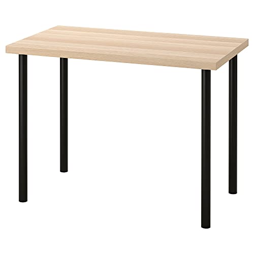 ProTuning Adils / LINNMON Schreibtisch, 100 x 60 cm, weiß gebeizte Eichenoptik / Schwarz von ProTuning