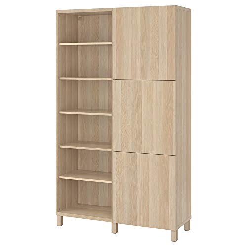 ProTuning BESTÅ Aufbewahrungskombination mit Türen, 120 x 42 x 202 cm, weiß gebeizte Eichenoptik / Lappviken / Stubbarp weiß gebeizte Eichenoptik von ProTuning