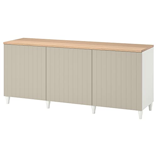 ProTuning BESTÅ Aufbewahrungskombination mit Türen, 180x42x76 cm, weiß/Sutterviken/Kabbarp grau-beige von ProTuning