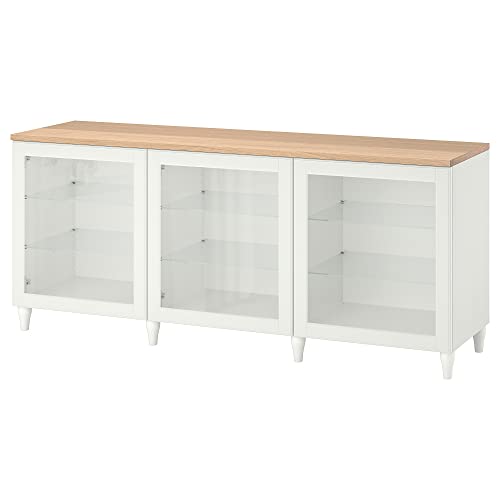 ProTuning BESTÅ Aufbewahrungskombination mit Türen, 180x42x76cm, weiß/Ostvik/Kabbarp weißes Klarglas von ProTuning