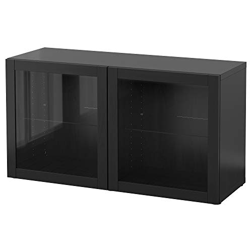 ProTuning BESTÅ Regal mit Glastüren, 120x40x64cm, Schwarzbraun/Sindvik Schwarz-Braun Klarglas von ProTuning