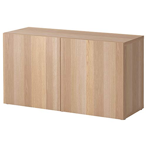 ProTuning BESTÅ Regal mit Türen, 120 x 42 x 64 cm, weiß gebeizte Eichenoptik / Lappviken weiß gebeizte Eichenoptik von ProTuning