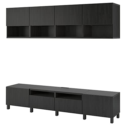 ProTuning BESTÅ TV-Aufbewahrungskombination, 240 x 42 x 230 cm, schwarz-braun/Lappviken/Stubbarp schwarz-braun von ProTuning
