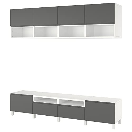 ProTuning BESTÅ TV-Aufbewahrungskombination, Weiß/Västerviken/Stubbarp Dunkelgrau, 240x42x230cm von ProTuning