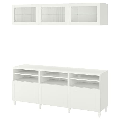 ProTuning BESTÅ TV-Aufbewahrungskombination/Glastüren, 180 x 42 x 192 cm, weiß/Smeviken/Kabbarp weißes Klarglas von ProTuning