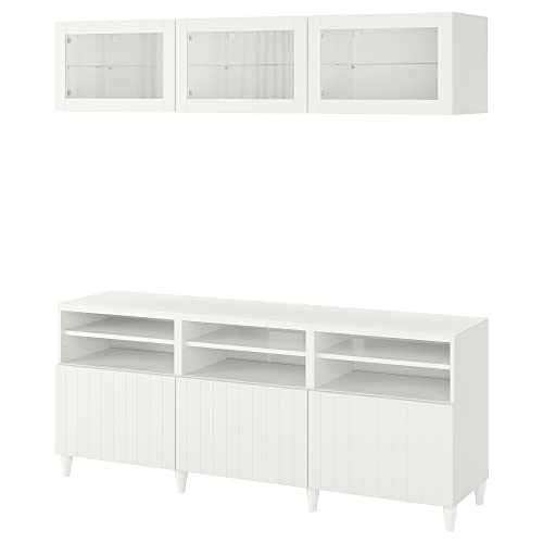 ProTuning BESTÅ TV-Aufbewahrungskombination/Glastüren, 180 x 42 x 192 cm, weiß/Sutterviken/Kabbarp weißes Klarglas von ProTuning