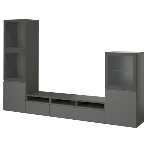 ProTuning BESTÅ TV-Aufbewahrungskombination/Glastüren, dunkelgrau Västerviken/Sindvik dunkelgrau, 300x42x193cm von ProTuning