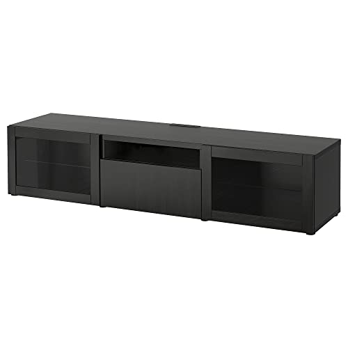 ProTuning BESTÅ TV-Bank, Schwarz-Braun/Lappviken Schwarz-Braun Klarglas, 180x42x39cm von ProTuning