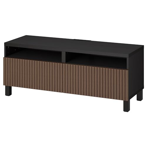 ProTuning BESTÅ TV-Bank mit Schubladen, schwarz-braun Björköviken/Stubbarp/braun gebeiztes Eichenfurnier, 120x42x48cm von ProTuning