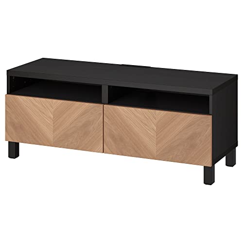 ProTuning BESTÅ TV-Bank mit Schubladen, schwarz-braun Hedeviken/Stubbarp/Eichenfurnier, 120x42x48cm von ProTuning