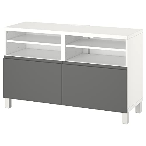 ProTuning BESTÅ TV-Bank mit Türen, Weiß/Västerviken/Stubbarp Dunkelgrau, 120x42x74cm von ProTuning