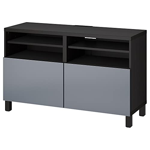 ProTuning BESTÅ TV-Bank mit Türen, schwarz-braun/Riksviken/Stubbarp gebürsteter dunkler Zinn-Effekt, 120 x 42 x 74 cm von ProTuning